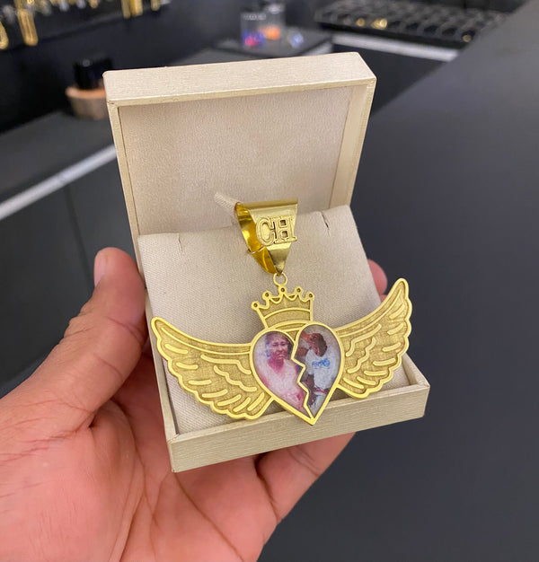 Pingente - Personalizado coração 2 fotos.