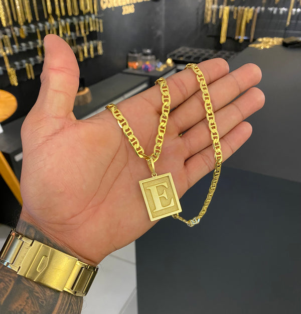 Corrente Piastrine 8MM + Pingente personalizado de Letra.