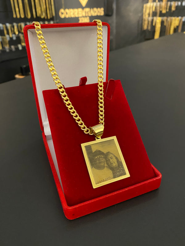 Corrente Pitbull 6MM + Pingente Fotogravação.